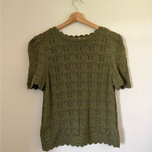 Olive Green Lace Women Top ANTHROPOLOGIE